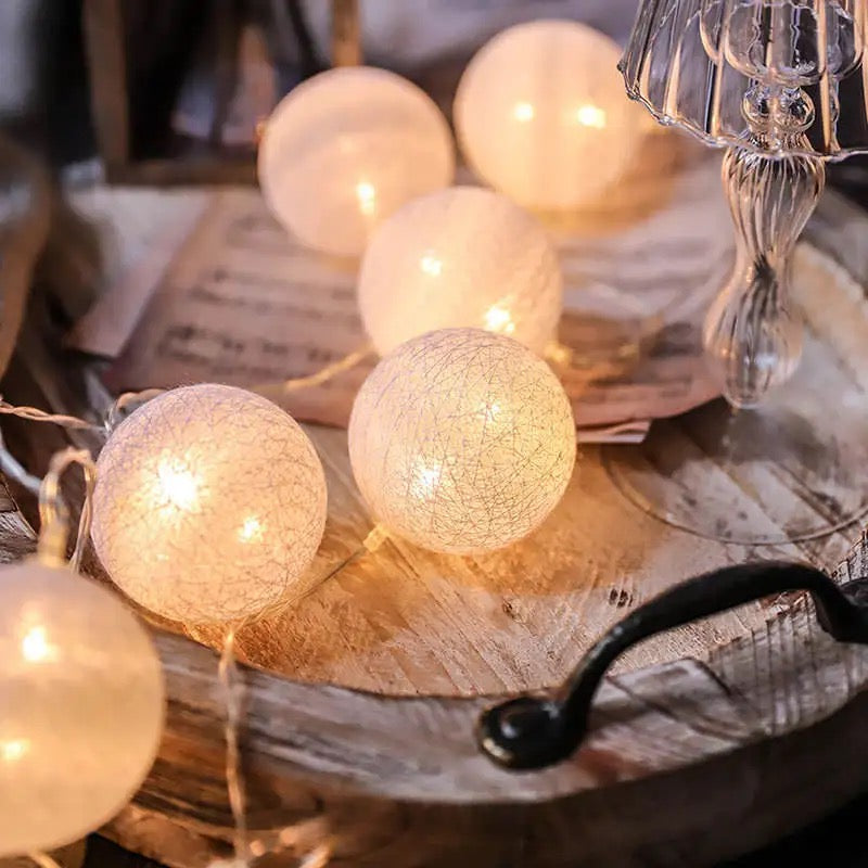 LED Cotton Ball String Lights Indoor Alostoura lighting