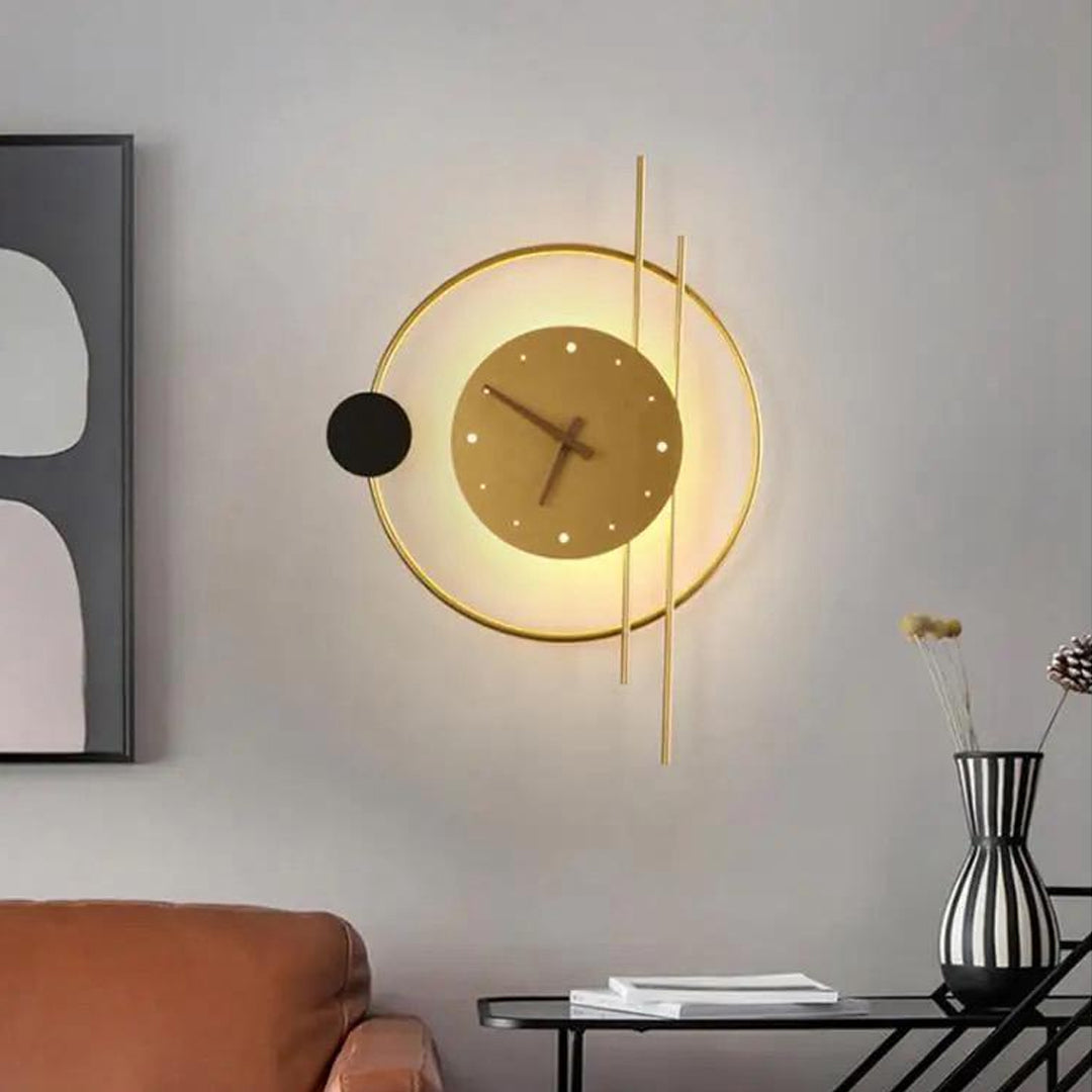 LED Wall Light Simple Nordic Modern Wall Light Round Living Room Dining Room Decoration Wall Light with Clock Alostoura lighting