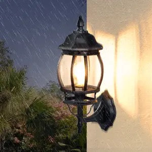 Light Outdoor Wall Lantern Die-Cast Aluminum Waterproof Exterior Porch Light Fixtures White Finish with Clear Bevelled Glass Pan Alostoura lighting