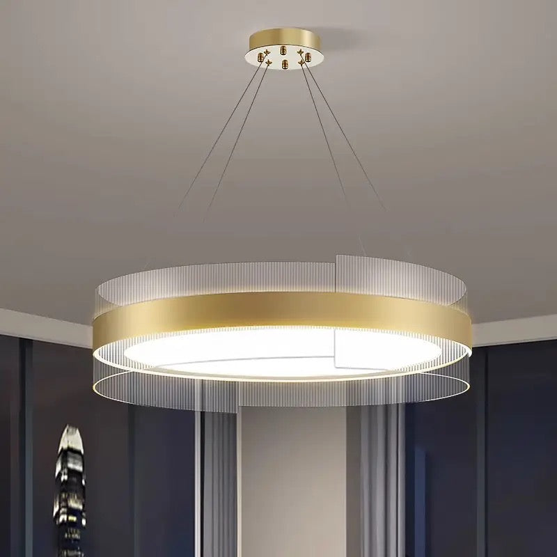 Living room stainless steel LED round chandeliers bedroom acrylic pendant lights Alostoura lighting