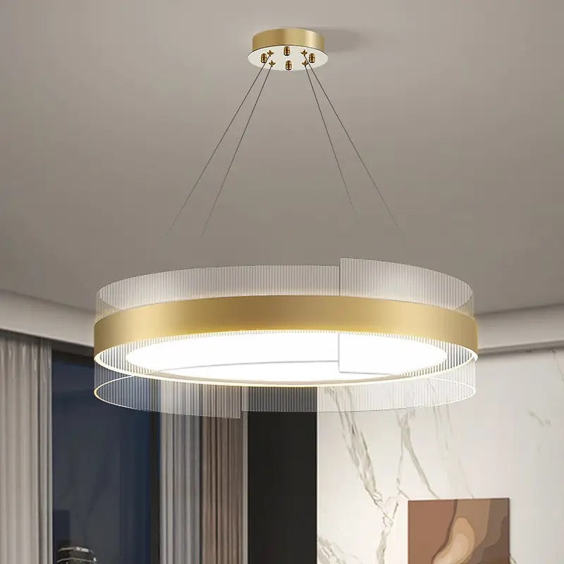 Living room stainless steel LED round chandeliers bedroom acrylic pendant lights Alostoura lighting