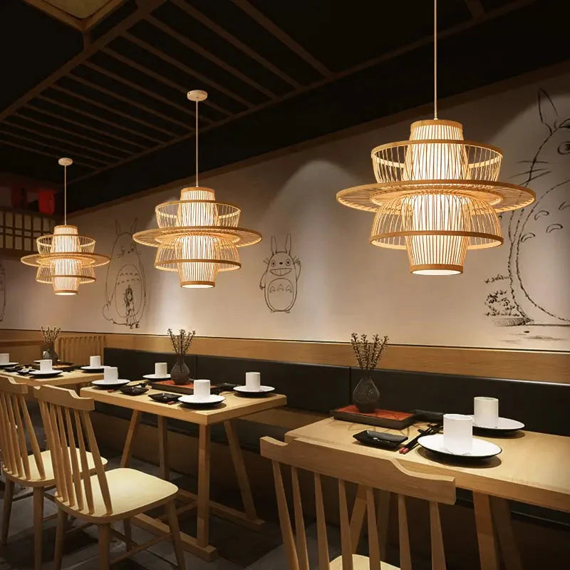 Luxurious modern  durable bamboo shape High quality  rattan seagass bamboo chandelier Alostoura lighting