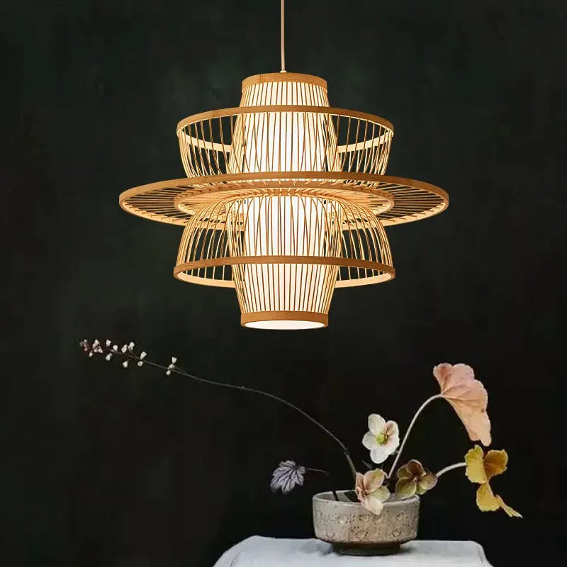 Luxurious modern  durable bamboo shape High quality  rattan seagass bamboo chandelier Alostoura lighting