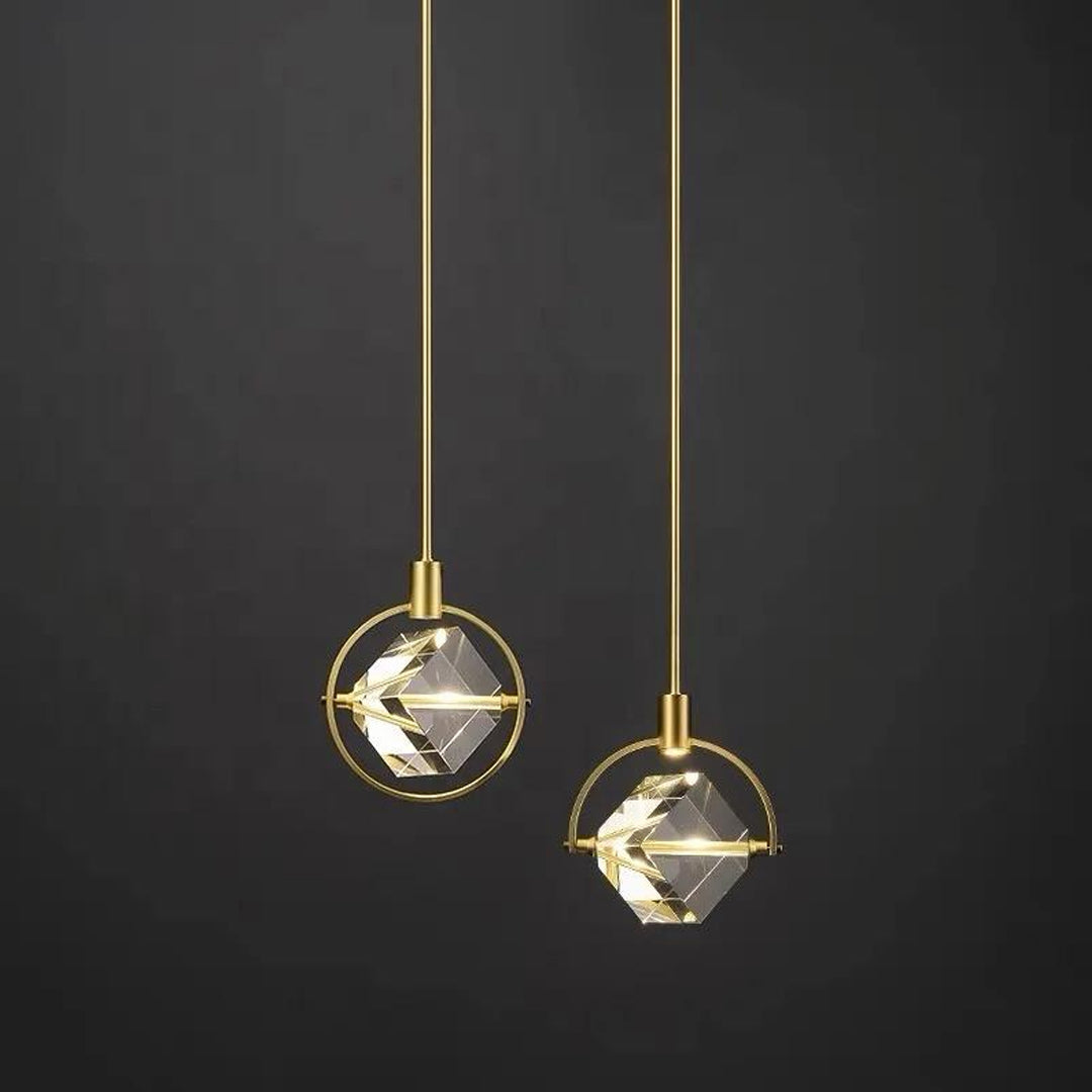Luxury Gold Square Crystal Pendant Lamp Modern Fancy Chandelier For Kitchen Island Decor Dinning Room LED Pendant Lamp Alostoura lighting
