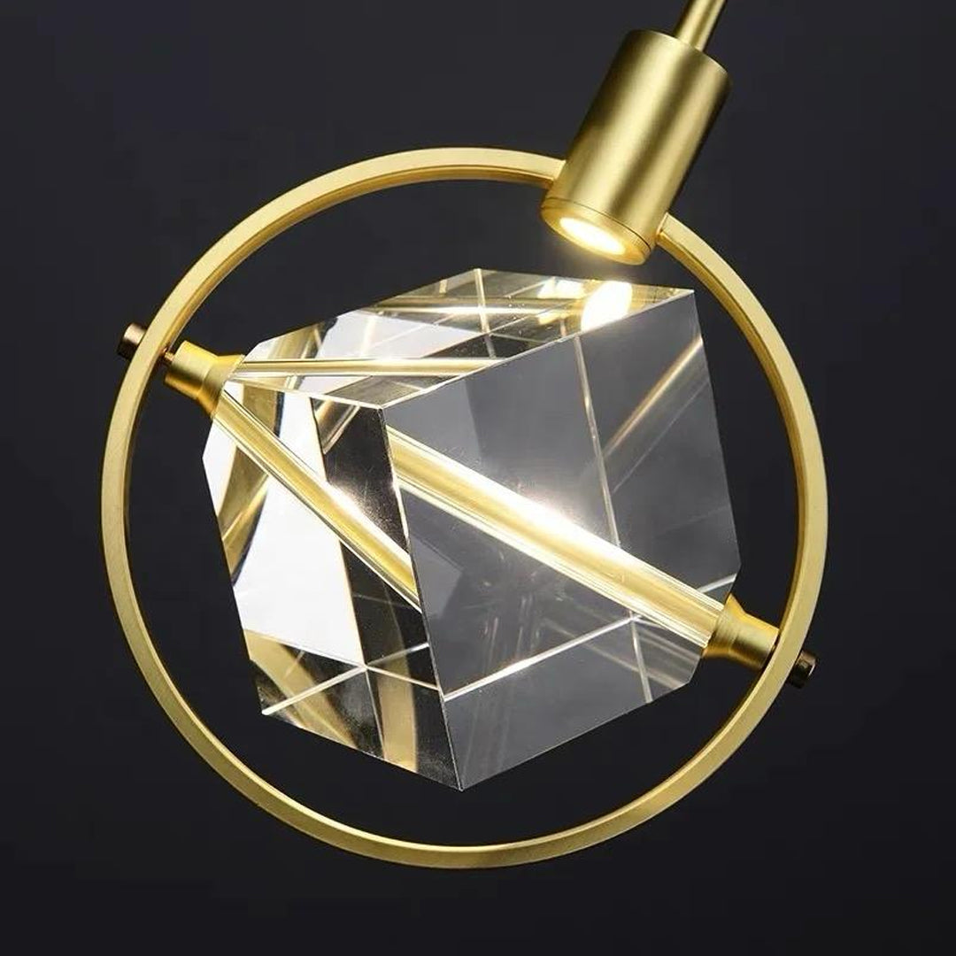 Luxury Gold Square Crystal Pendant Lamp Modern Fancy Chandelier For Kitchen Island Decor Dinning Room LED Pendant Lamp Alostoura lighting