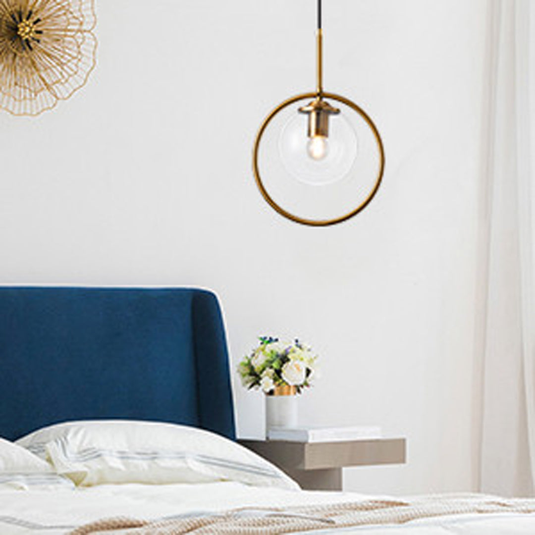 Luxury Modern Home Decorative Nordic Gold Ring Glass Globe Pendant Lamp Lighting Alostoura lighting