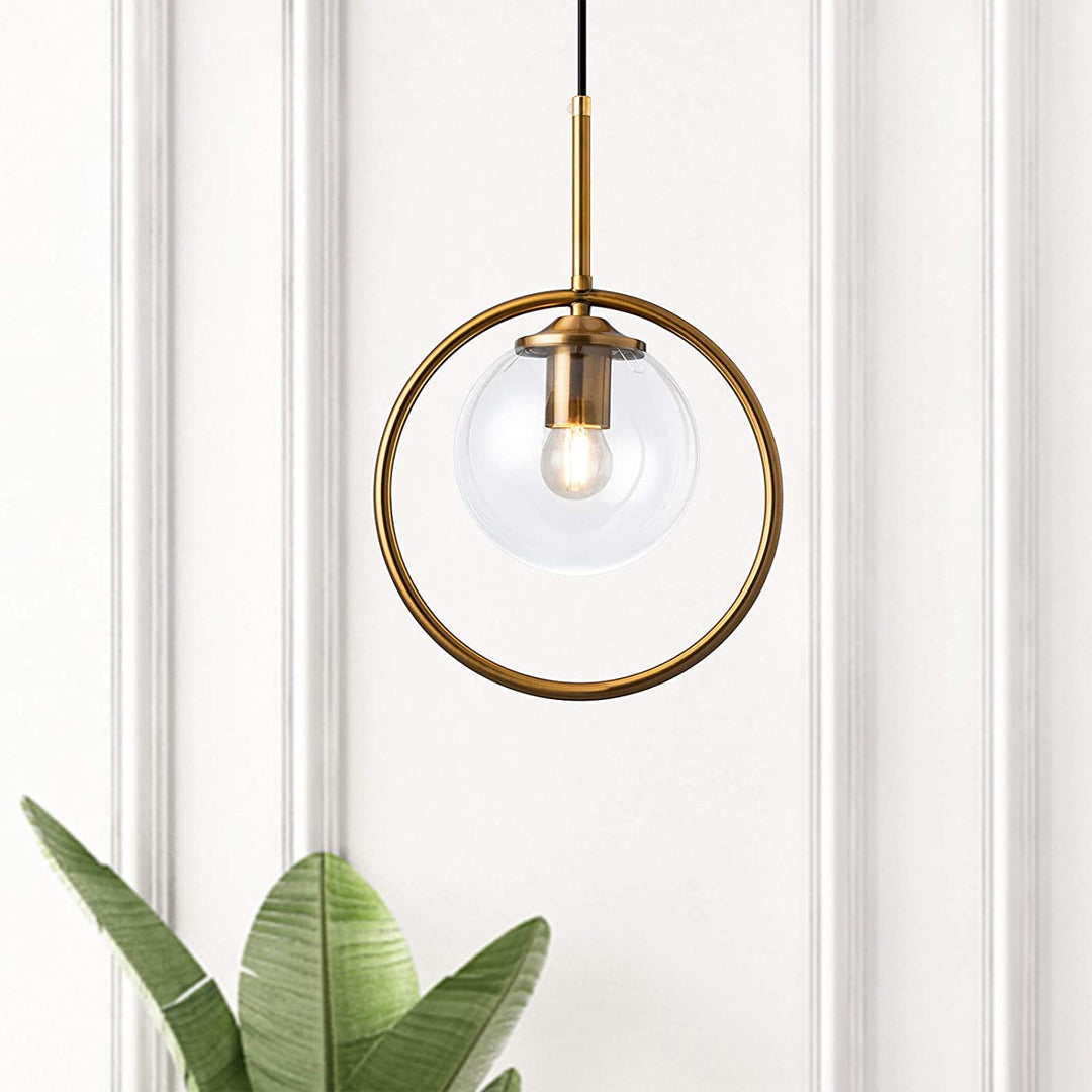 Luxury Modern Home Decorative Nordic Gold Ring Glass Globe Pendant Lamp Lighting Alostoura lighting