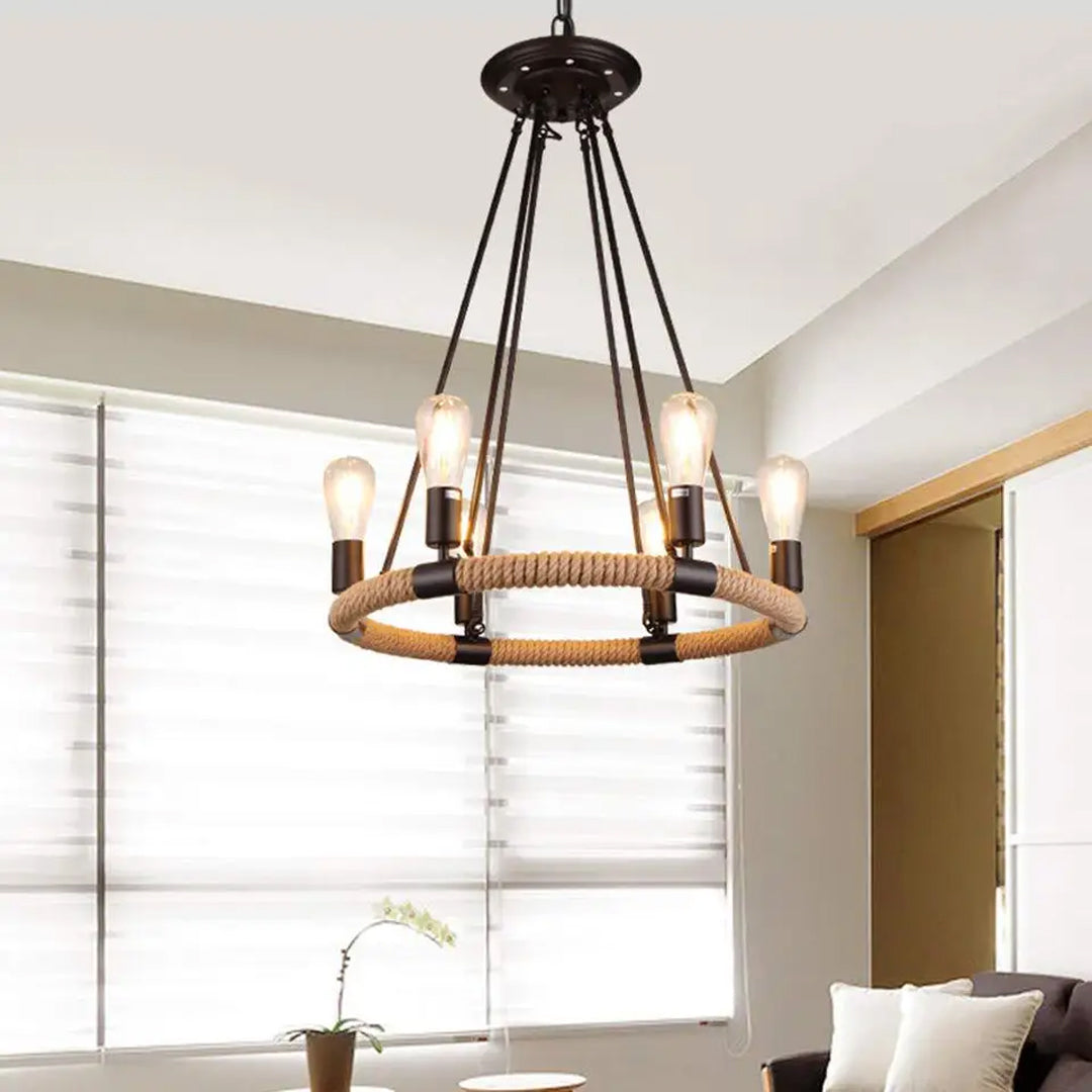 Luxury Retro Light Round Hemp Rope Alostoura lighting