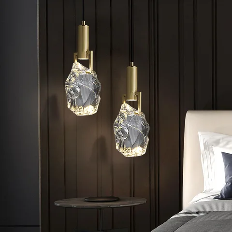 Luxury crystal bedside lamp pendant light Alostoura lighting