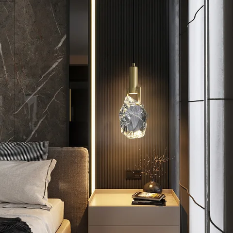 Luxury crystal bedside lamp pendant light Alostoura lighting