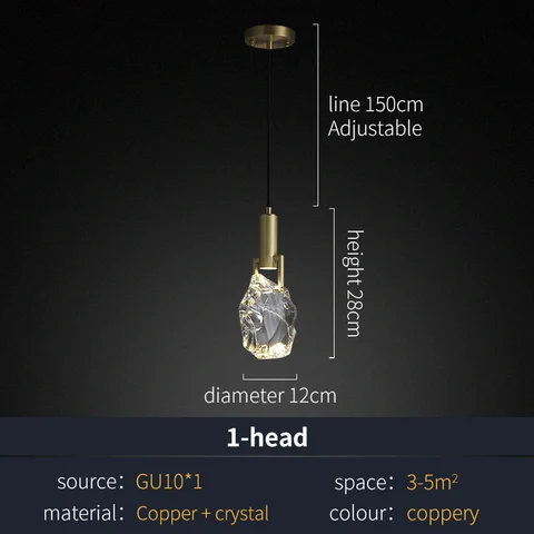 Luxury crystal bedside lamp pendant light Alostoura lighting