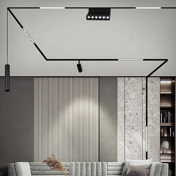 Magnetic LED Linear Track Spot Lighting System Magnetic Magnet Rail LED Lamp Magnetic Track Light 48V Alostoura lighting