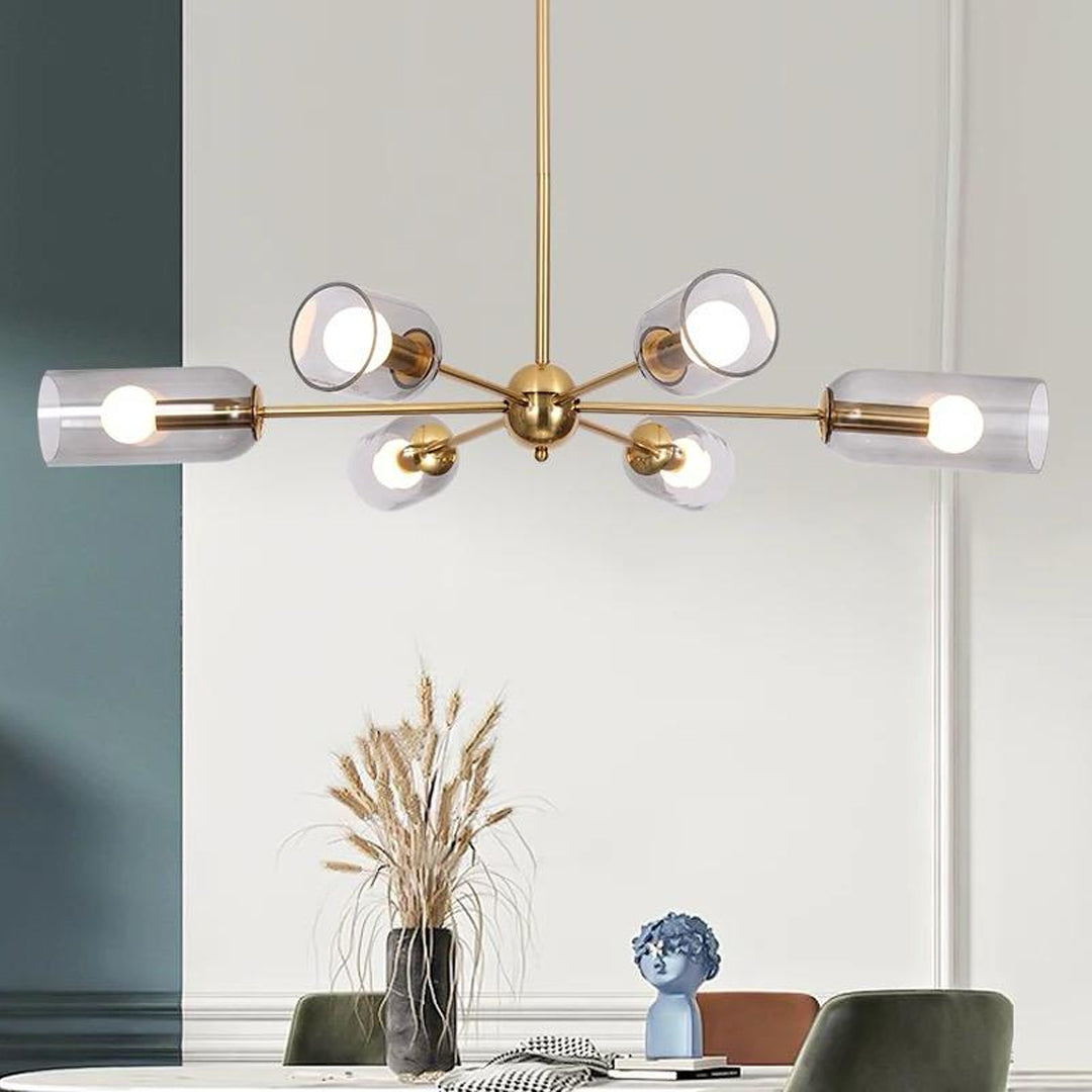 Minimalist Murano Modern Gold Metal Hand Blown Glass Chandelier Alostoura lighting