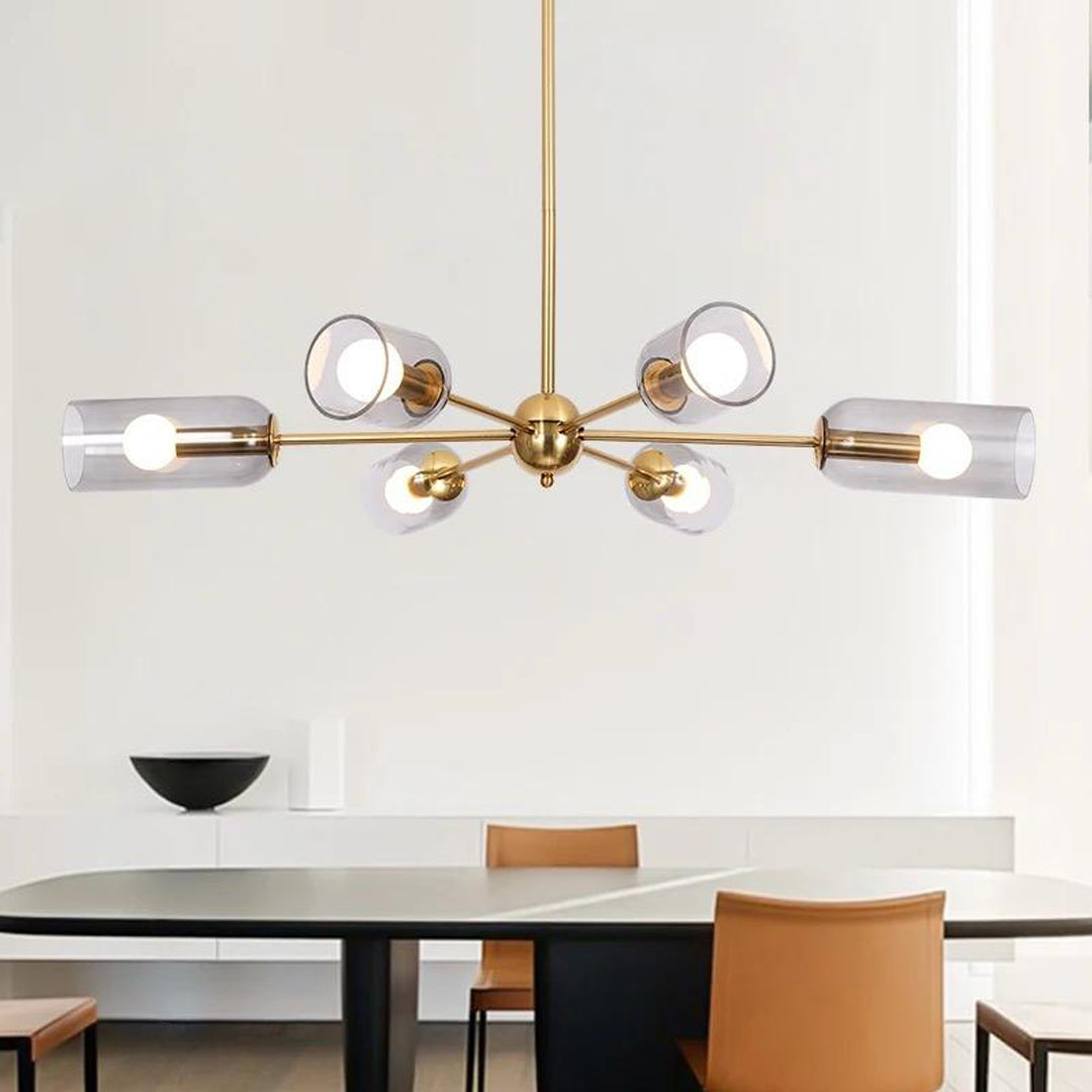 Minimalist Murano Modern Gold Metal Hand Blown Glass Chandelier Alostoura lighting