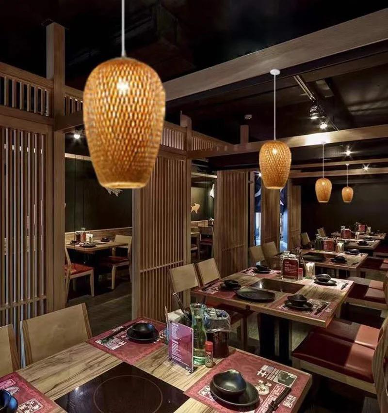 Modern Bamboo Lantern Bamboo Woven Lamps Shape For Home Decorative The Chandelier Lampshade Alostoura lighting