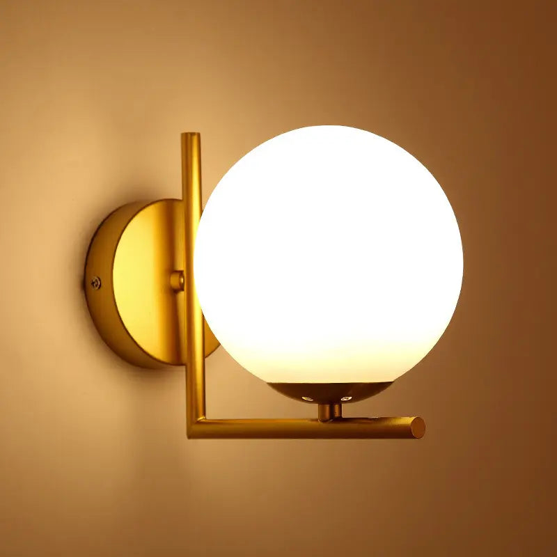 Modern Bathroom Sconces Fixture Simple Decoration Chrome Gold Black Glass Ball Wall Light Alostoura lighting