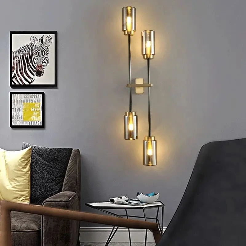 Modern Copper Wall Light Living Room Glass Sconce LED Wall Lamp Vintage Light Fixture Bedroom/Kitchen/Villa Lampard Alostoura lighting