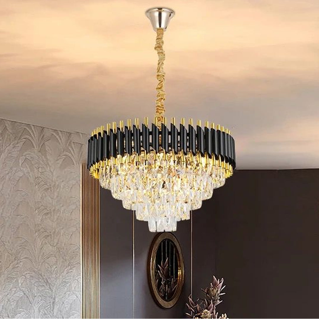 Modern Dining Room Led Square Round Creative Crystal Ceiling Chandelier Alostoura lighting