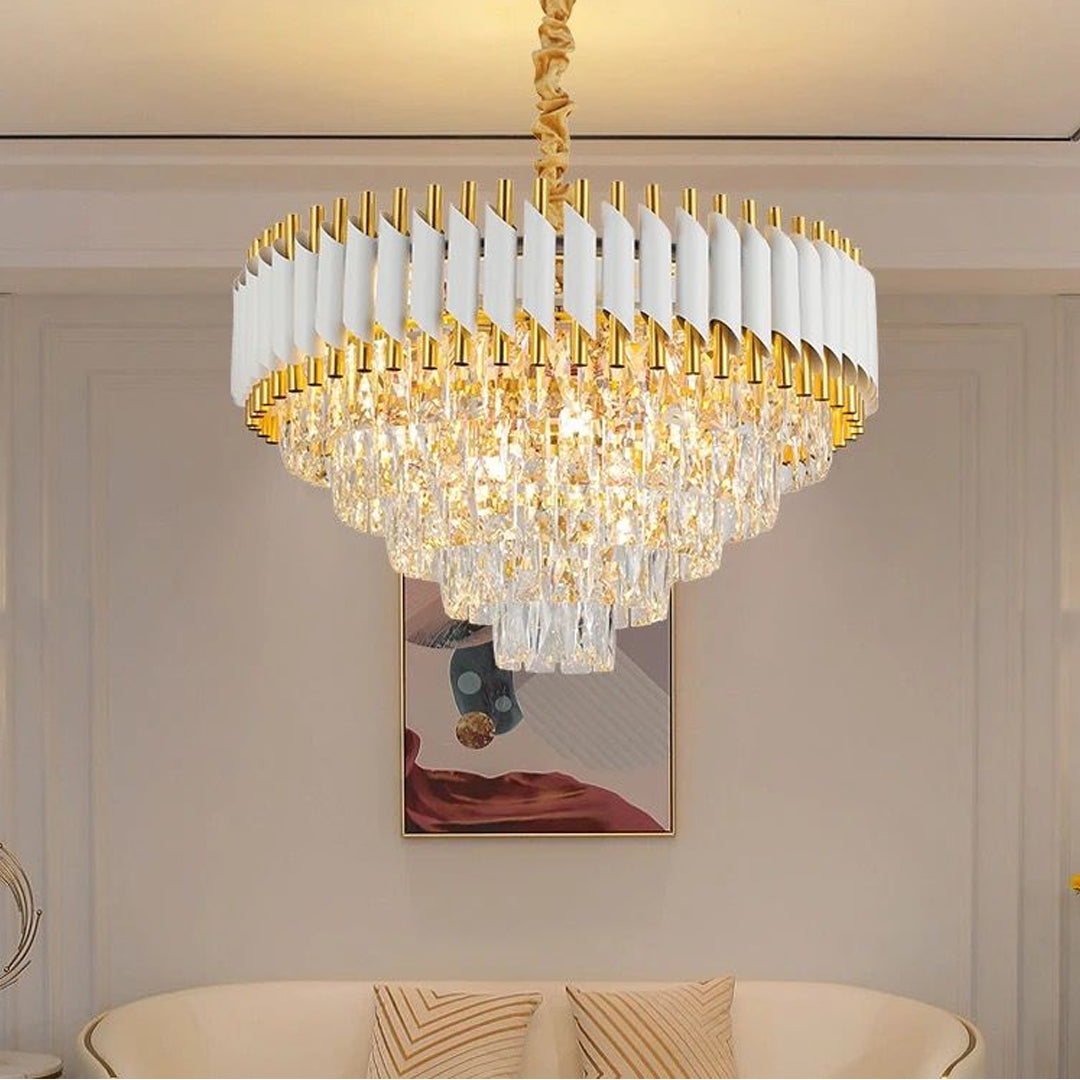 Modern Dining Room Led Square Round Creative Crystal Ceiling Chandelier Alostoura lighting