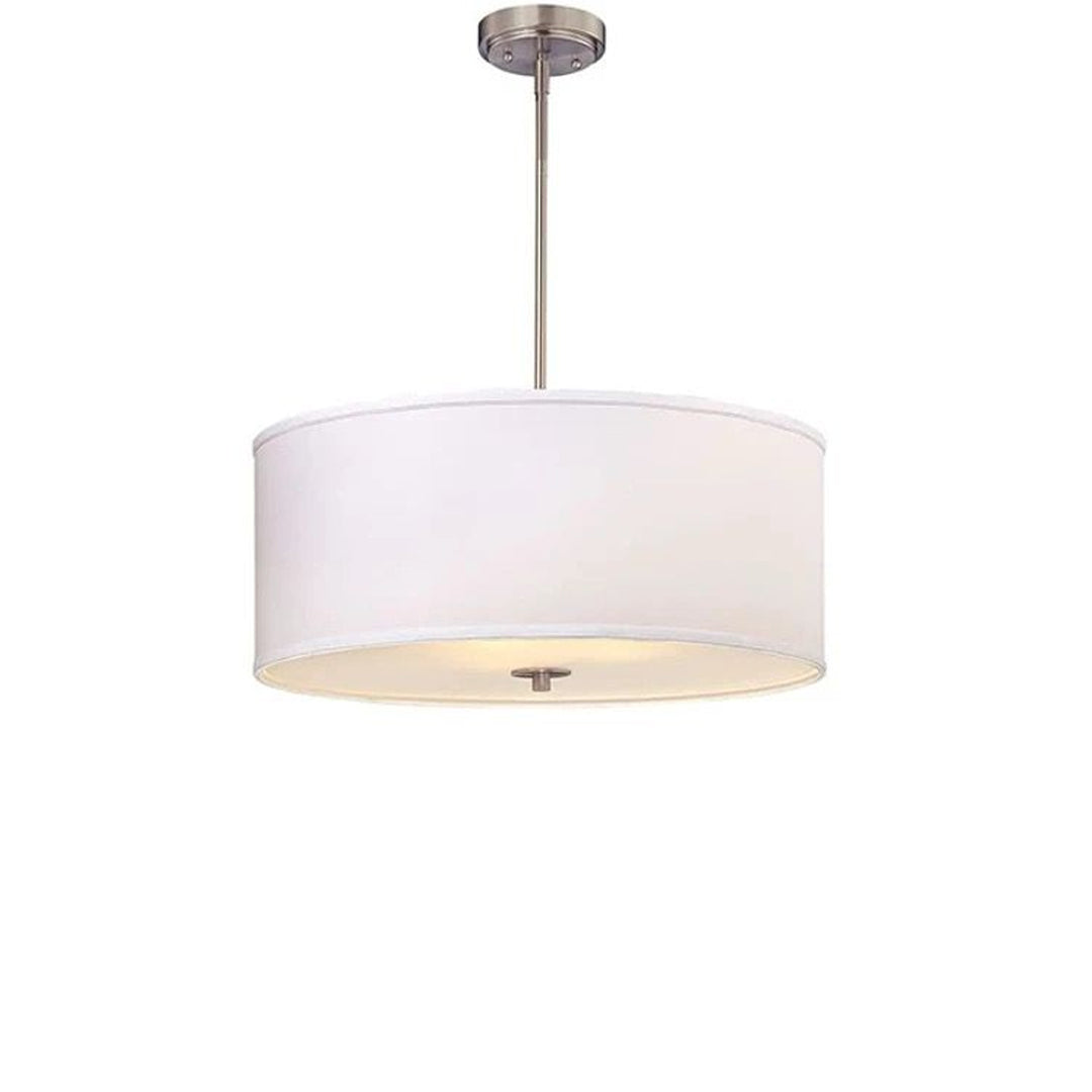 Modern Interior Fabric Acrylic Lamp White Linen Drum Lighting Pendant Light Hanging lamp For Living Room Alostoura lighting