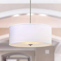 Modern Interior Fabric Acrylic Lamp White Linen Drum Lighting Pendant Light Hanging lamp For Living Room Alostoura lighting