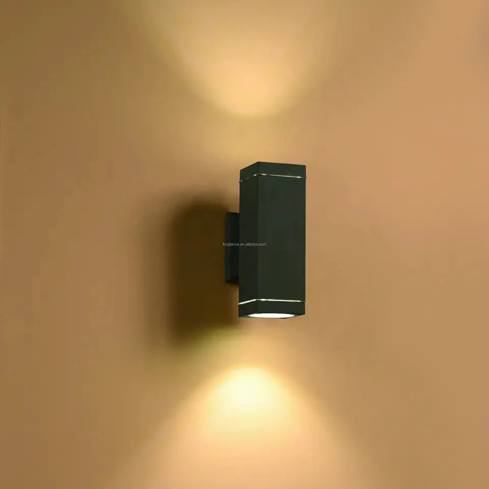 Modern Luminaire Courtyard Outdoor Up And Down Ip65 Square Wall Sconce Gu10 Waterproof Patio Garden LED Exterior Wall Lighting Alostoura lighting