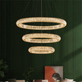 Modern Luxury Crystal Pendant Light Round Rings LED Fixtures Decorative House Chandelier Alostoura lighting