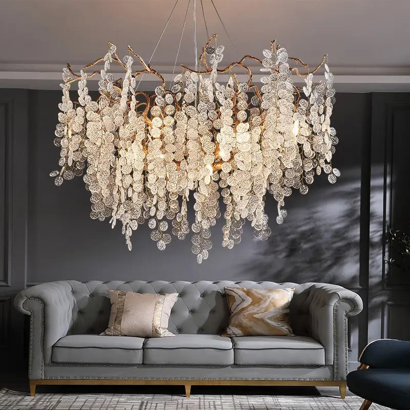 Modern Metal Glass Piece Dining Living Room Hotel Villa Luxury Chandeliers Pendant Lights Chandelier Alostoura lighting