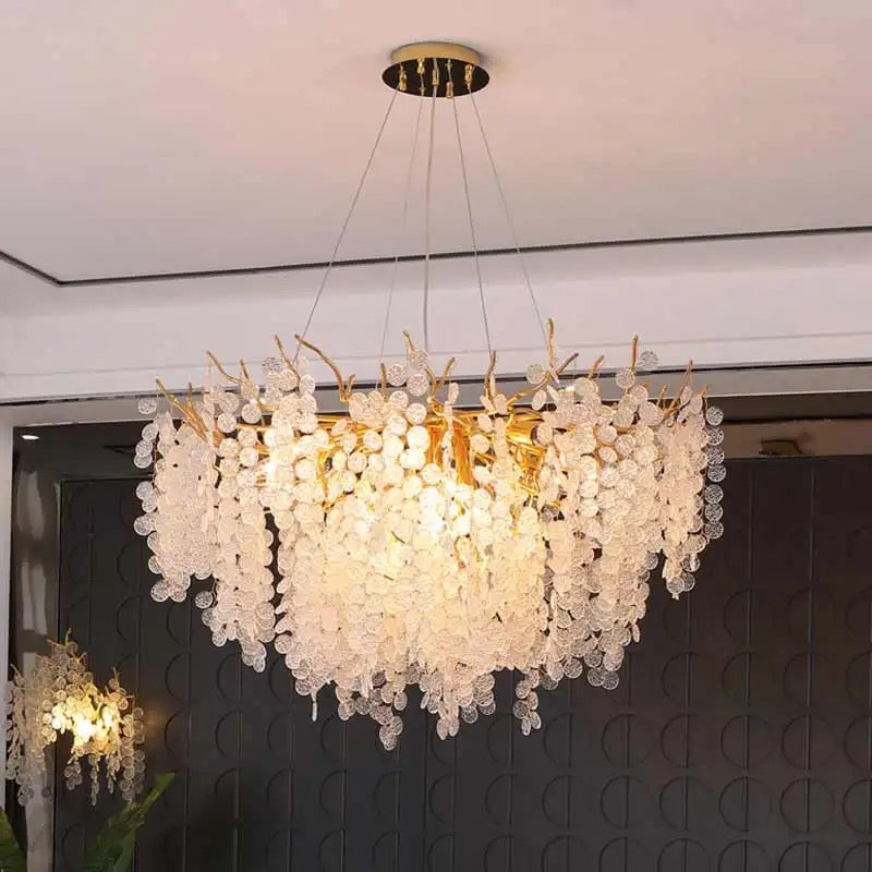 Modern Metal Glass Piece Dining Living Room Hotel Villa Luxury Chandeliers Pendant Lights Chandelier Alostoura lighting