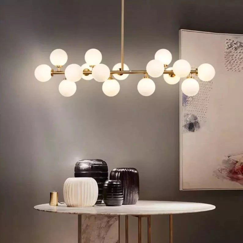 Modern Minimalist Led Lighting Chandelier Metal Spherical Glass Alostoura lighting