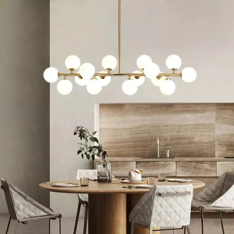 Modern Minimalist Led Lighting Chandelier Metal Spherical Glass Alostoura lighting