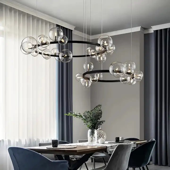 Modern Nordic Round Ring LED Chandelier For Living Room Glass Bubble Chandelier Alostoura lighting