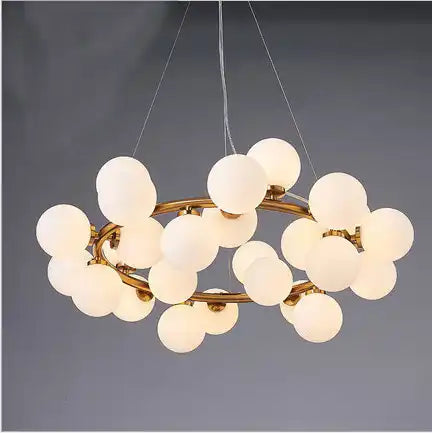 Modern Round Electroplated Golden Suspension Luminaire multiread 25 Lights Glass Chandelier Lighting Alostoura lighting