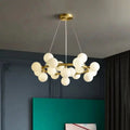 Modern Round Electroplated Golden Suspension Luminaire multiread 25 Lights Glass Chandelier Lighting Alostoura lighting