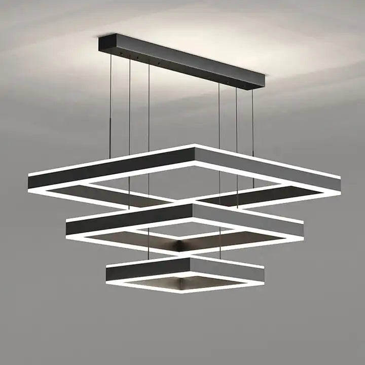 Modern Square Led Pendant Lamp Dimmable for Table Dining Living Room Bedroom Kitchen Hall Chandelier Lighting Home Decor Fixture Alostoura lighting