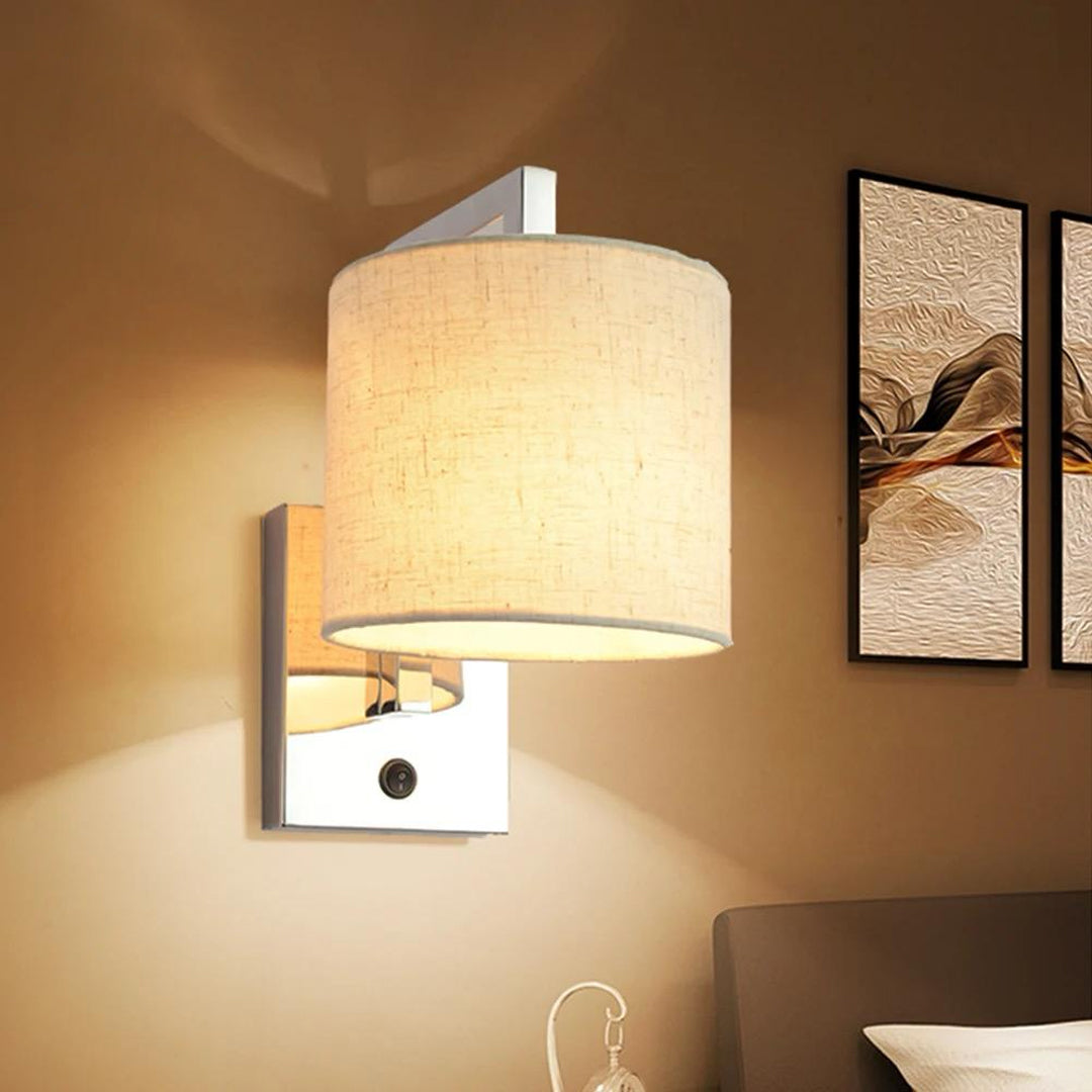 Modern style beside Wall Light  Lamp E27 Decorative with USB port metal and Fabric Shade Wall Lamp Alostoura lighting