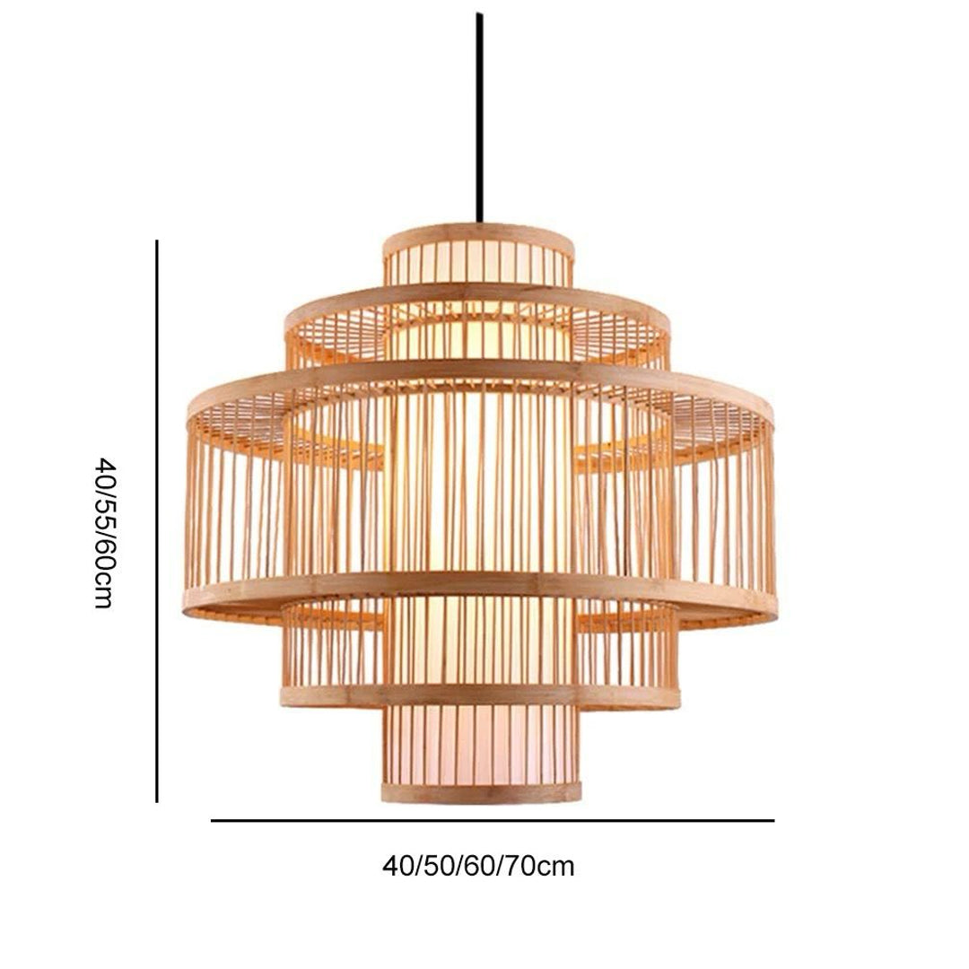 Natural rattan pendant light bamboo shade unique dinning room decorative E27 holder Alostoura lighting