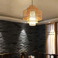 Natural rattan pendant light bamboo shade unique dinning room decorative E27 holder Alostoura lighting