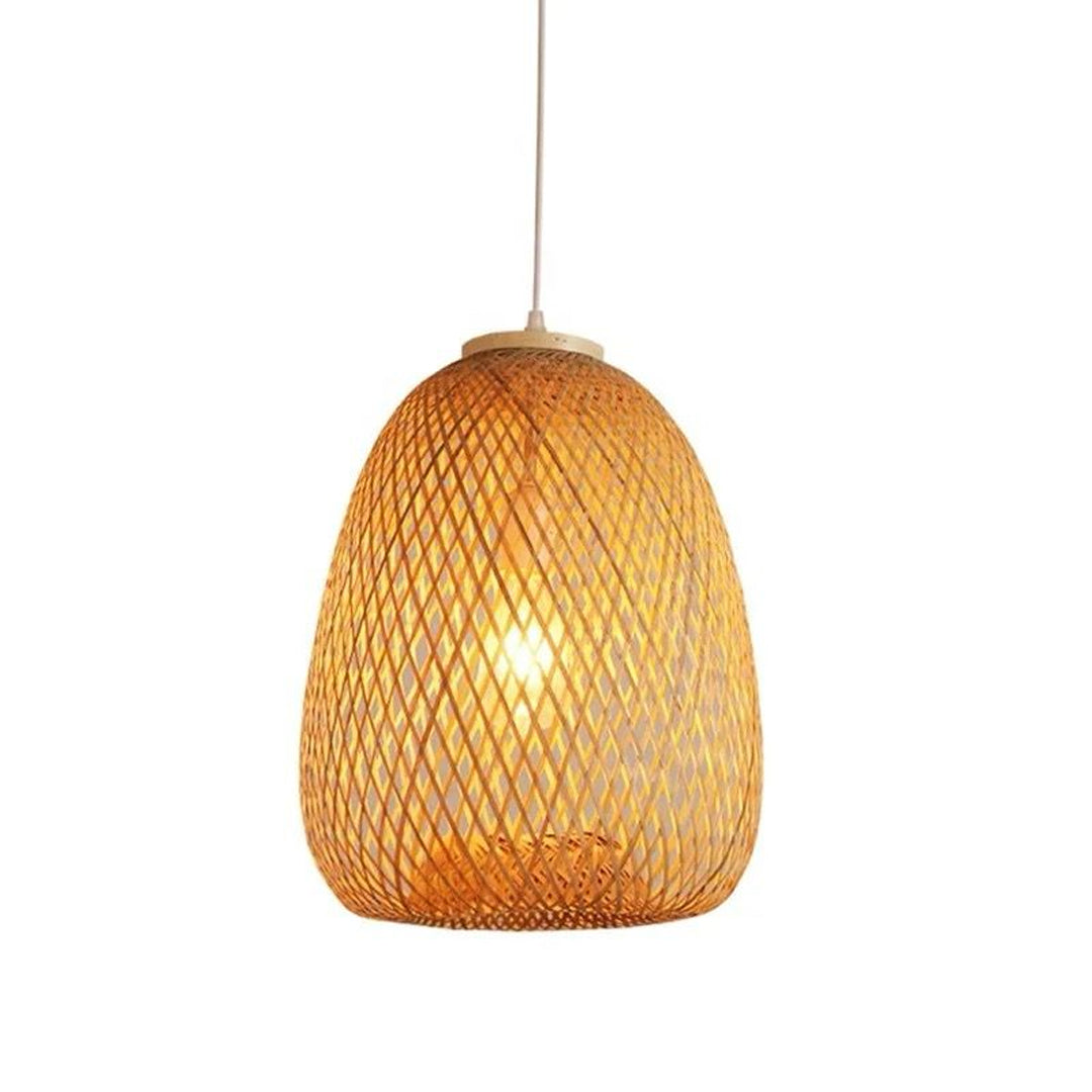 Natural vintage retro handmade rattan bamboo lamp shade hat pendant light Alostoura lighting