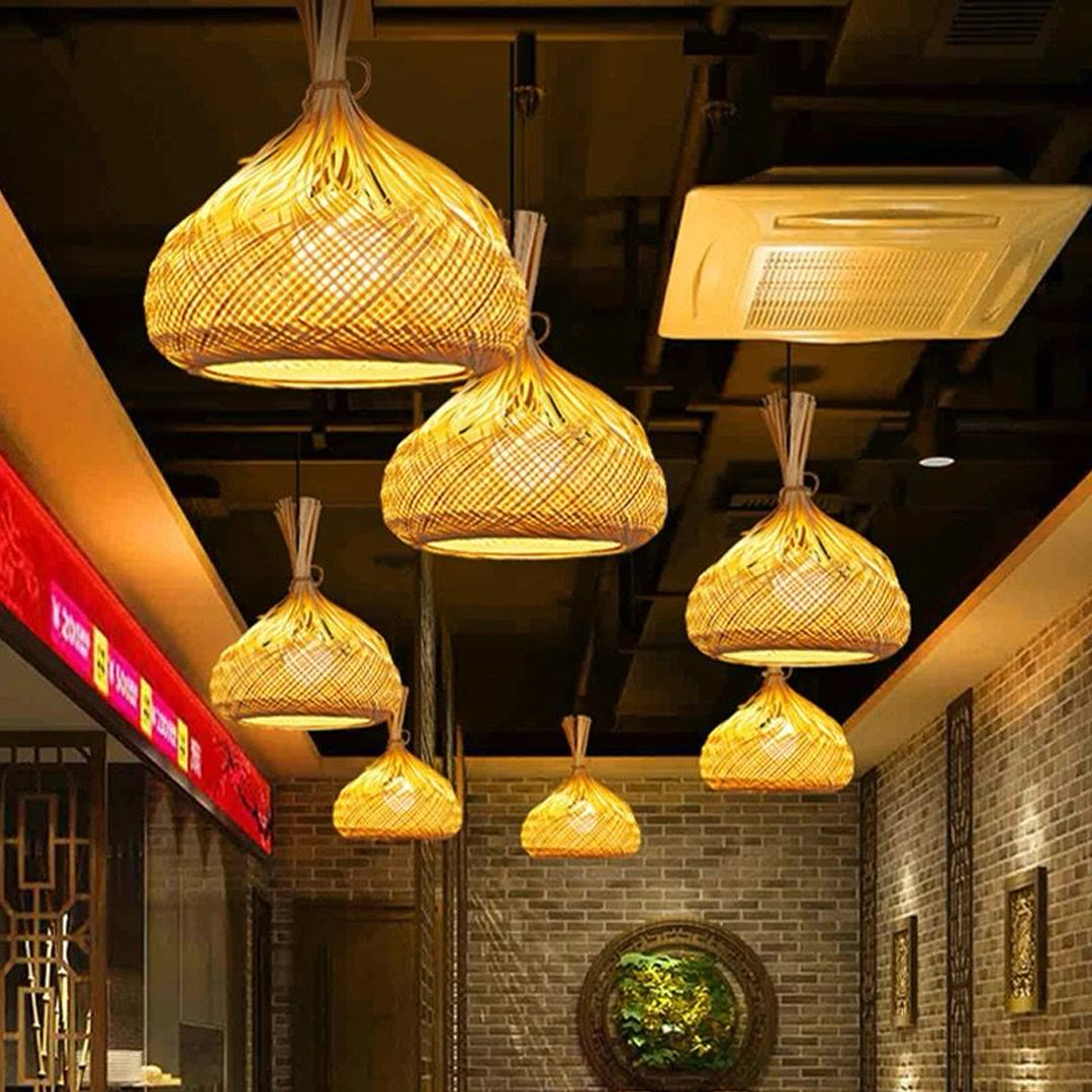 New Design Bamboo Lampshades Chandelier Lamp Alostoura lighting