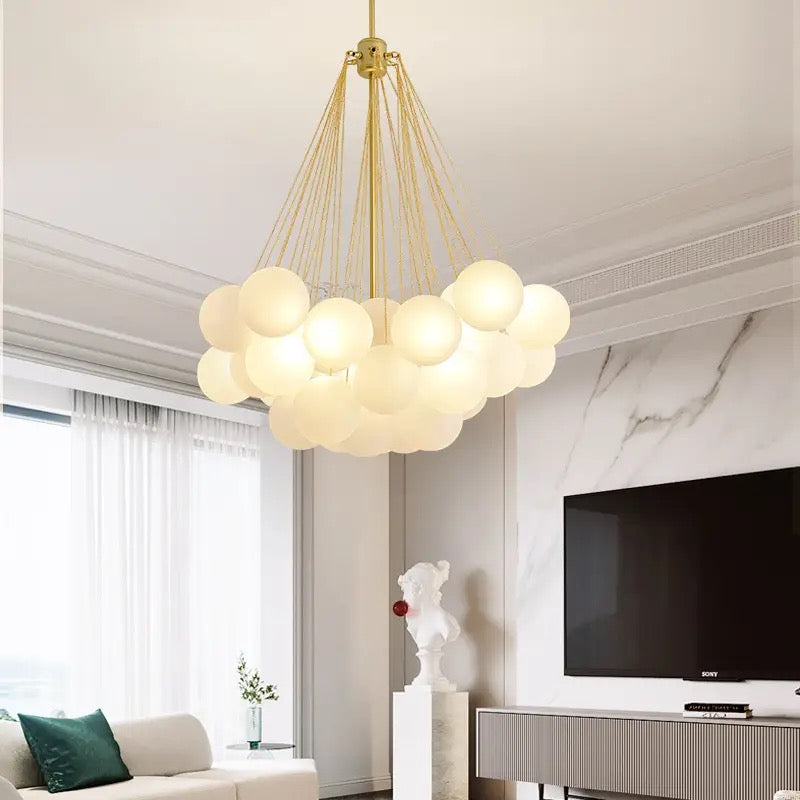 New Design Round Modern Led Glass Hanging Fixture Bubble ball modern decorative led chandelier for home Alostoura lighting