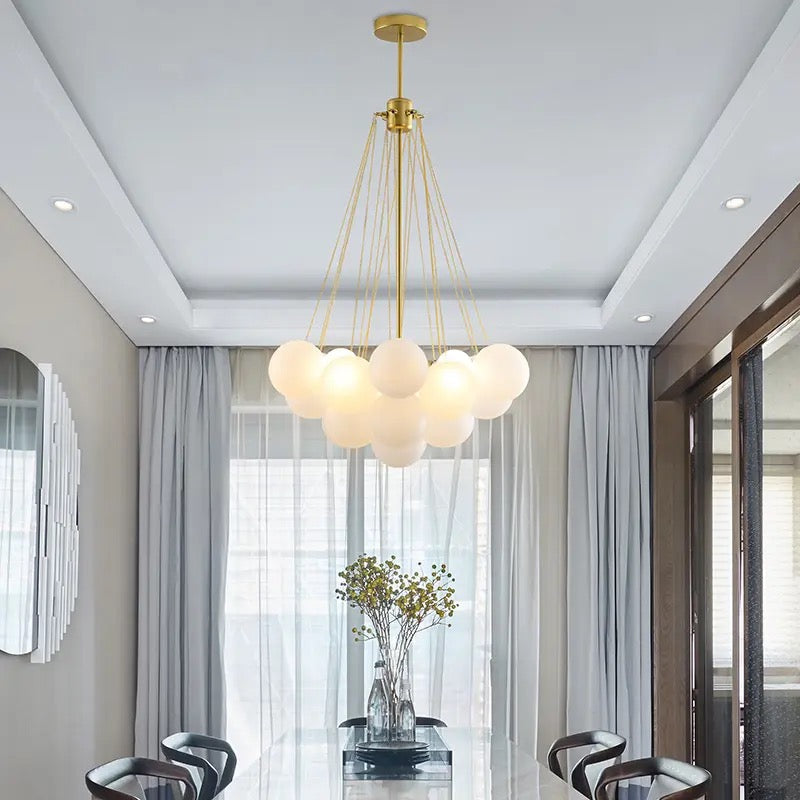 New Design Round Modern Led Glass Hanging Fixture Bubble ball modern decorative led chandelier for home Alostoura lighting