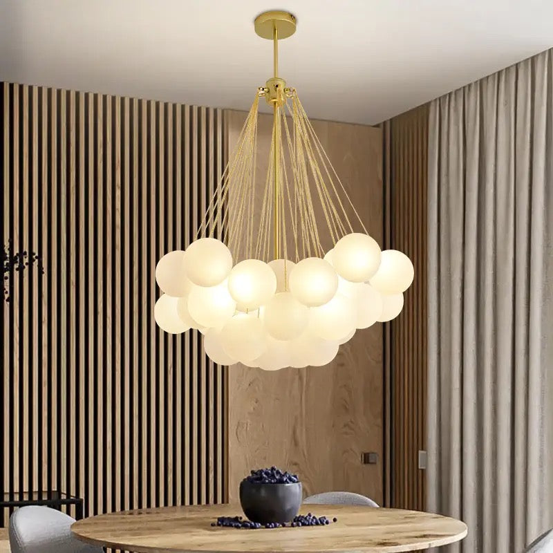 New Design Round Modern Led Glass Hanging Fixture Bubble ball modern decorative led chandelier for home Alostoura lighting