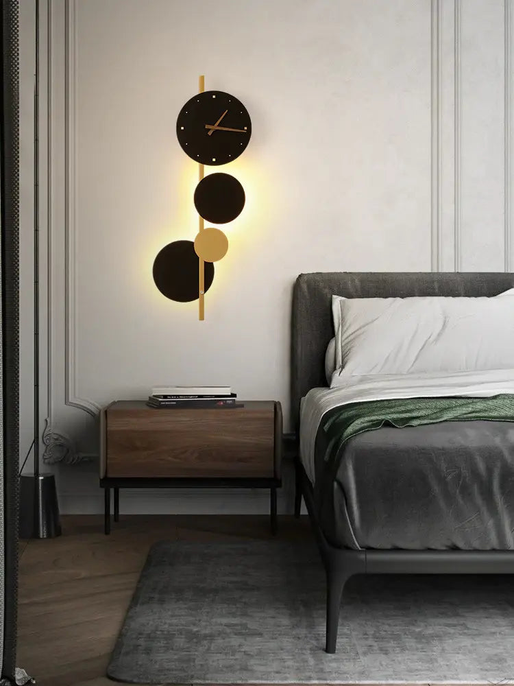 New Round Luxury Hotel Wall Light Nordic Living Room Bedroom Bedside Rechargeable Wall Sconce Indoor Modern Clock Led Wall Lamps Alostoura lighting