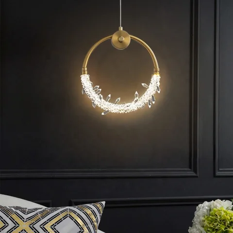 New Round shape Crystal Wall Light And Hanging Light Alostoura lighting