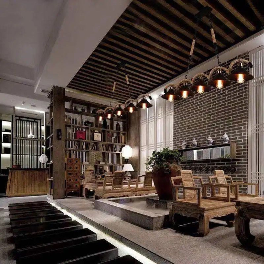 New Style Nordic Retro Industrial Pendant Light Hemp Rope Chandelier for Restaurant Bar Loft Ceiling Lamp Alostoura lighting
