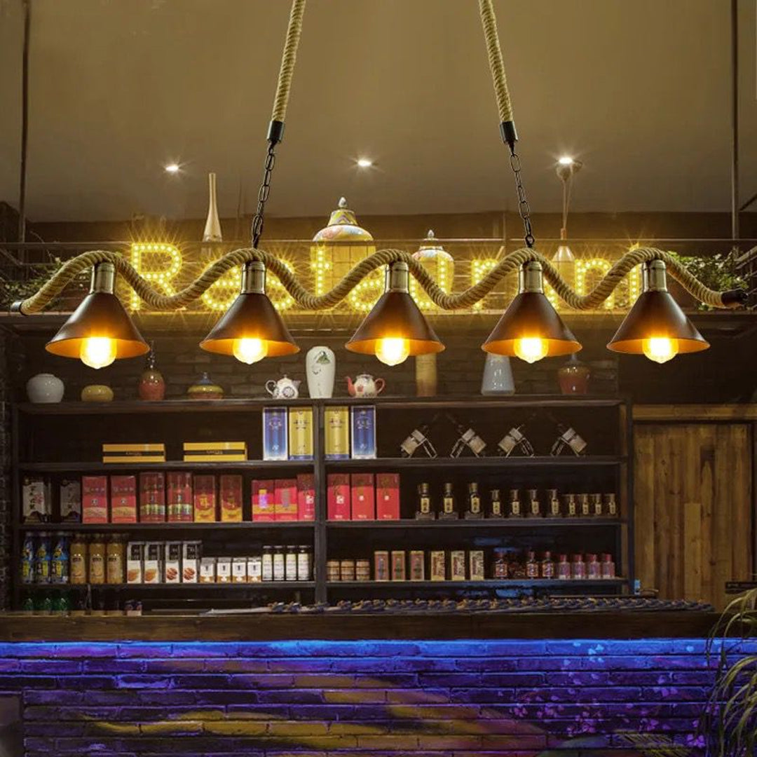 New Style Nordic Retro Industrial Pendant Light Hemp Rope Chandelier for Restaurant Bar Loft Ceiling Lamp Alostoura lighting