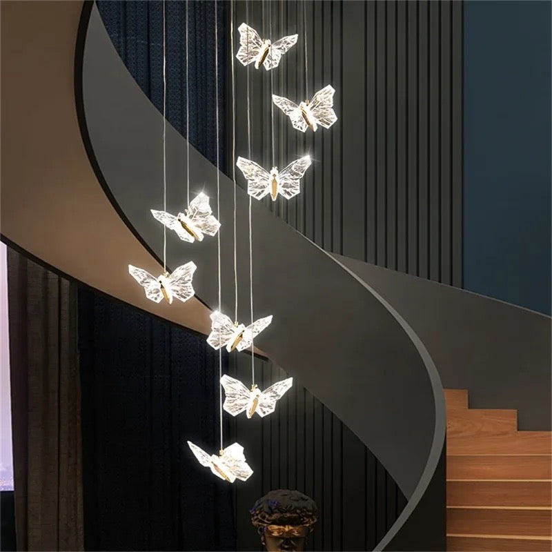 Nordic Butterfly Chandelier Lamps Modern Fixtures Pendant Lights Home LED for Stairs Hall Alostoura lighting