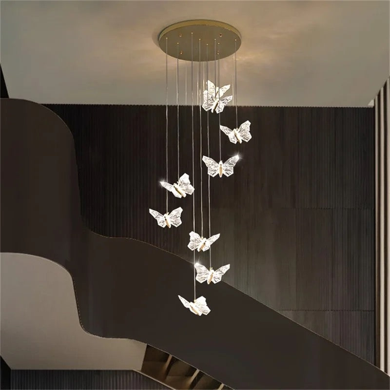 Nordic Butterfly Chandelier Lamps Modern Fixtures Pendant Lights Home LED for Stairs Hall Alostoura lighting