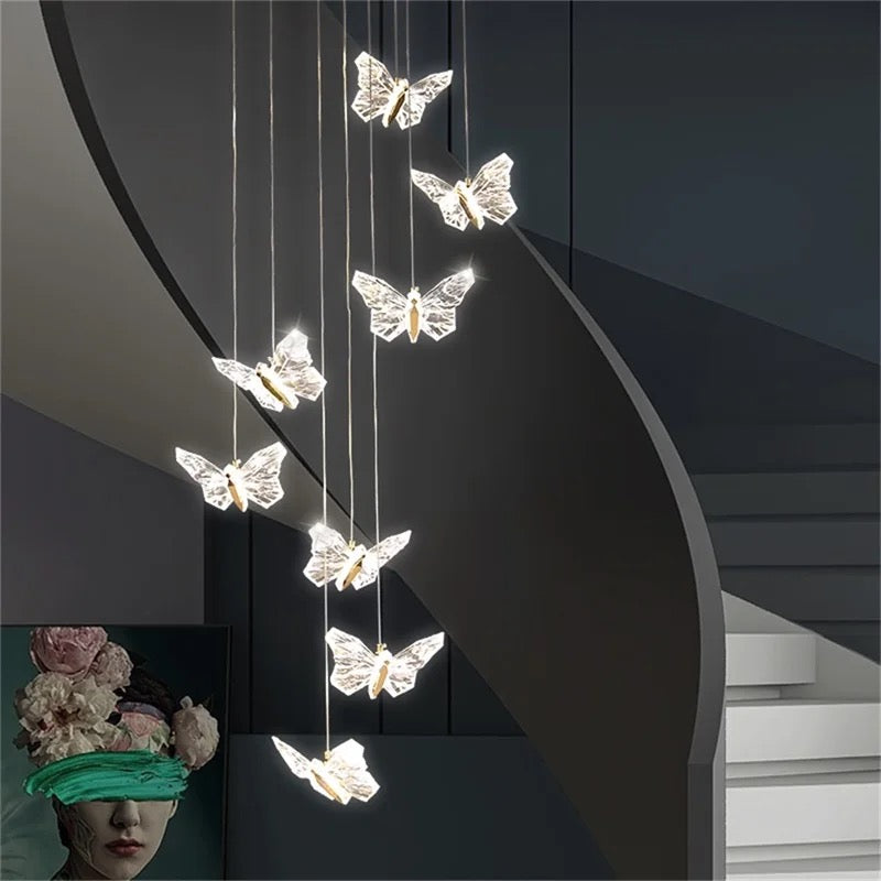 Nordic Butterfly Chandelier Lamps Modern Fixtures Pendant Lights Home LED for Stairs Hall Alostoura lighting